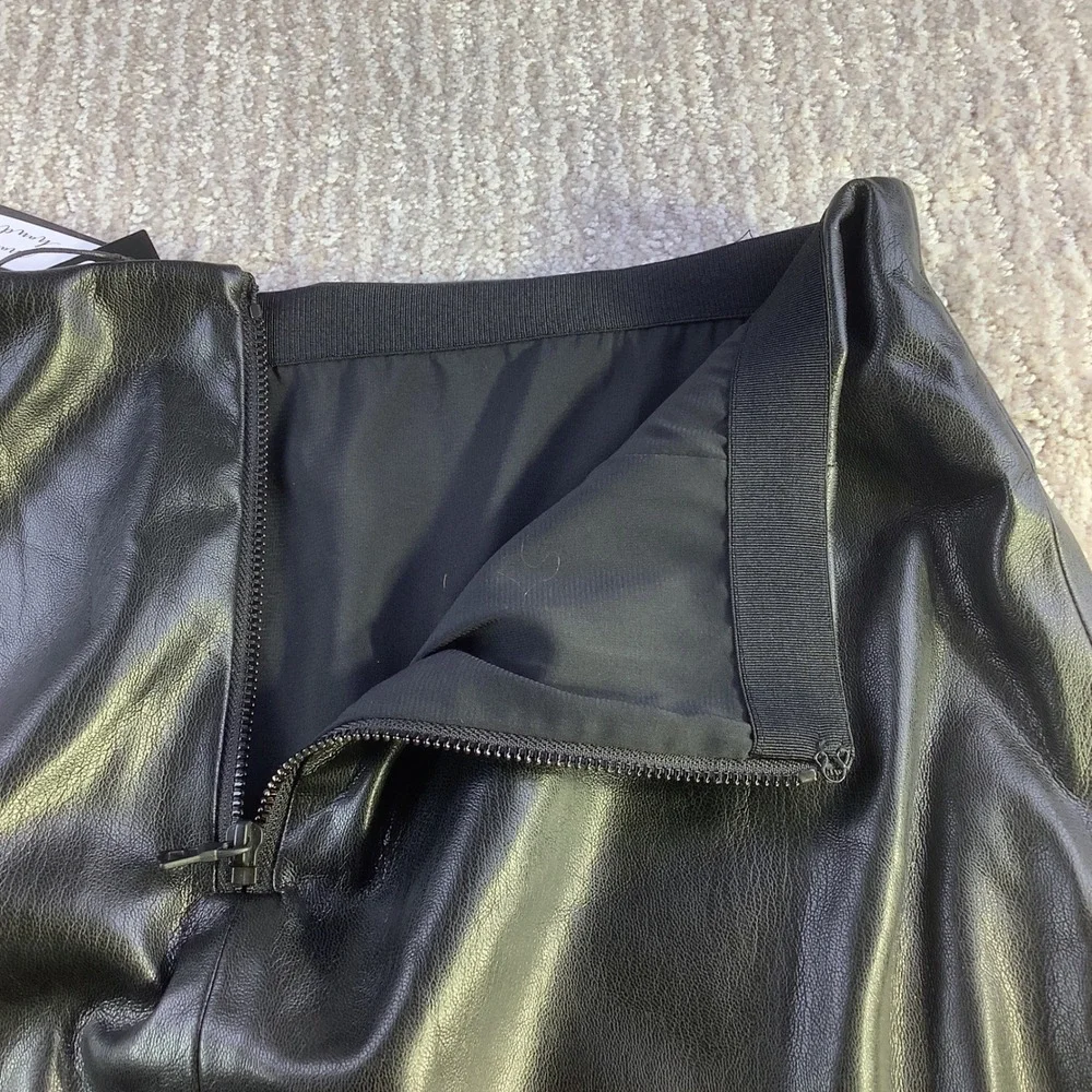 Faux Leather Black Pencil Skirt - Unbranded